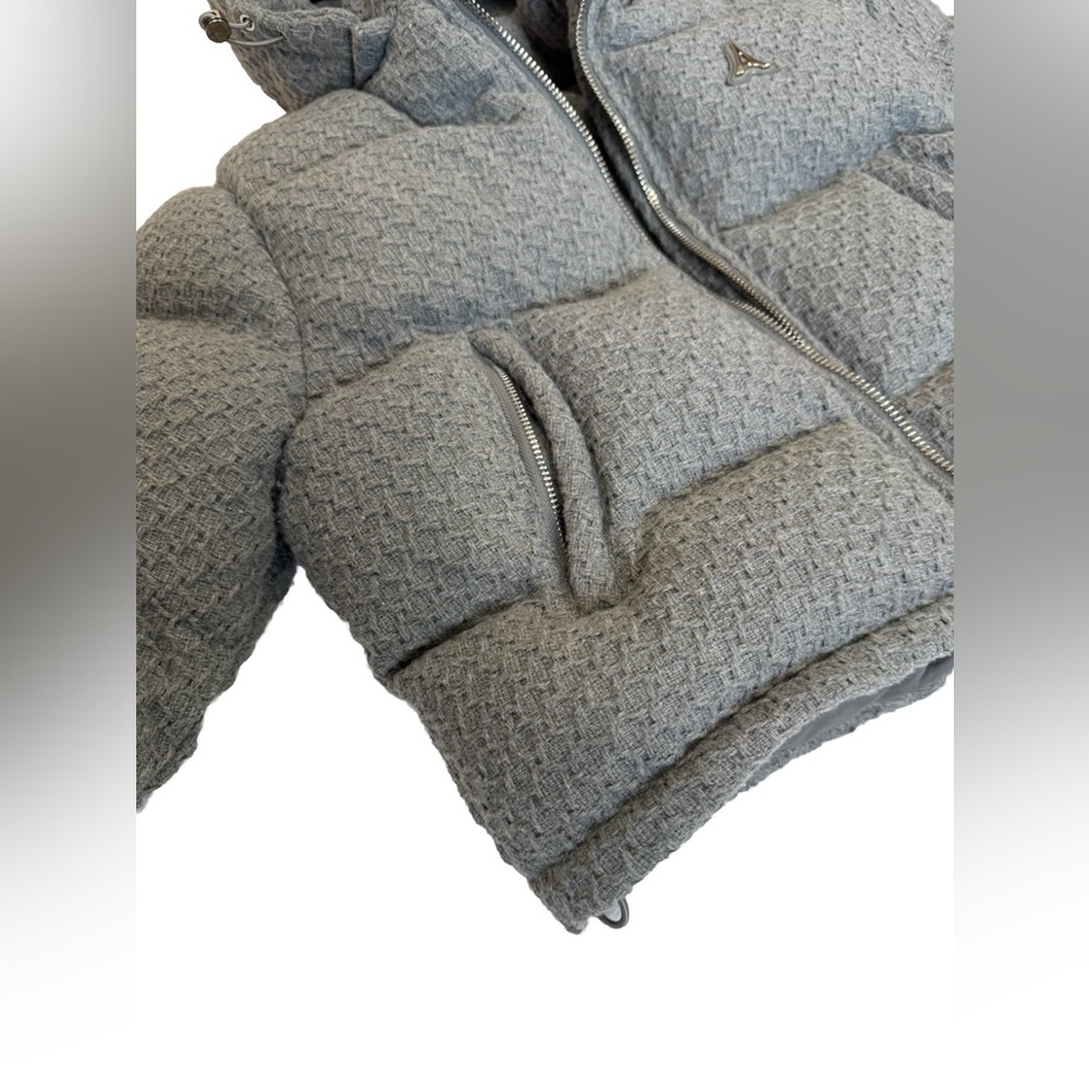 Maniere De Voir Grey Puffer Coat With Hood Size 4 - Picture 5 of 16